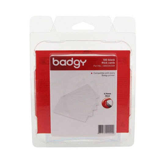 [BAD-CON-C0030W] Paquete De 100 Tarjetas Pvc Cal. 030, Badgy
