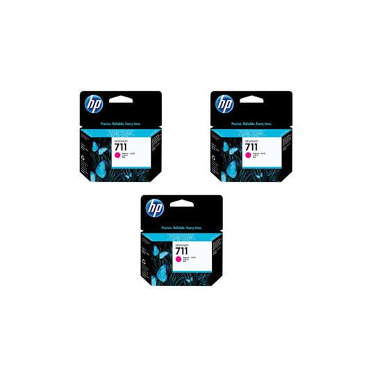 Pack De 3 Cartuchos De Tinta Hp 711 De 29Ml Cada Uno, Color Magenta