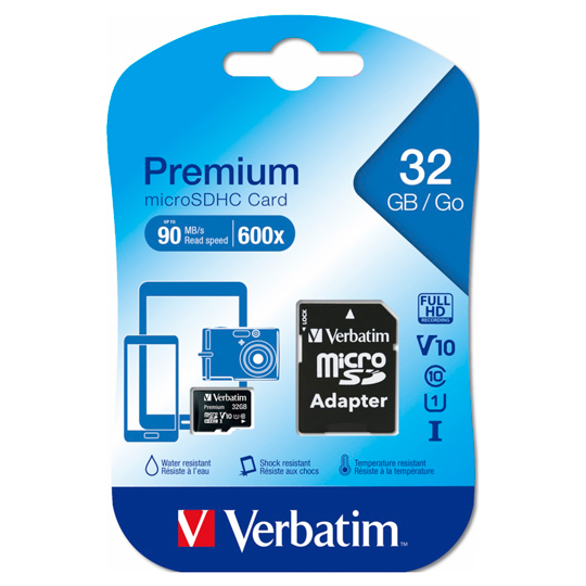 Microsd Verbatim 32Gb Clase 10 Con Adapt