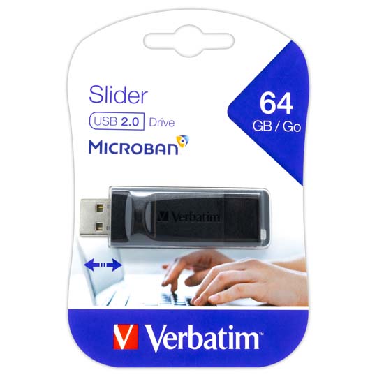 Memoria Verbatim Usb 64Gb Slider Blac