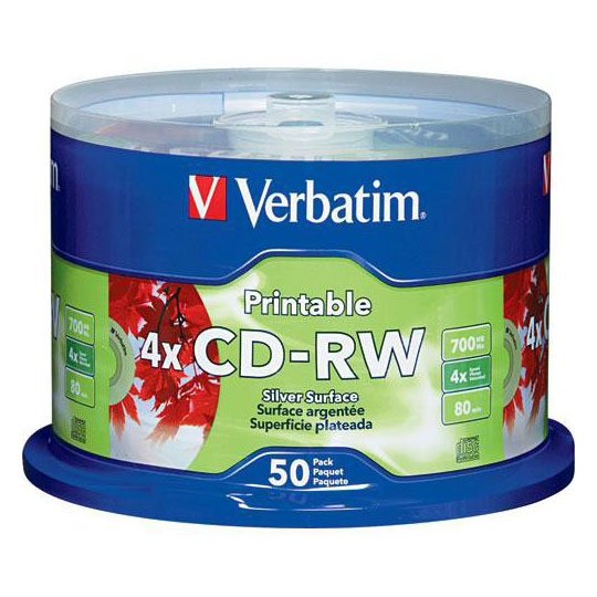 Disco Verbatim Cd-Rw 4X 700Mb 80Min 12X Torre Con 50 Pzas