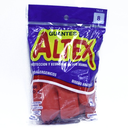 Guantes De Hule Altex Color Rojo, N. 8