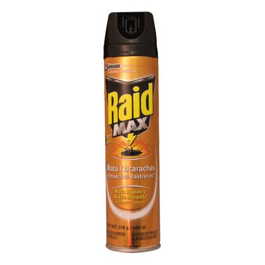Insecticida En Aerosol Raid Max, Cucarachas E Insectos De 400Ml