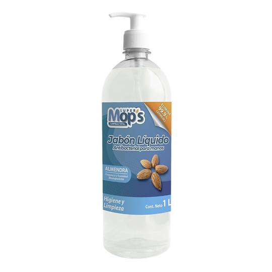 Jabon Para Manos Antibacterial Super Mop Aroma Almendras 1 Lt.