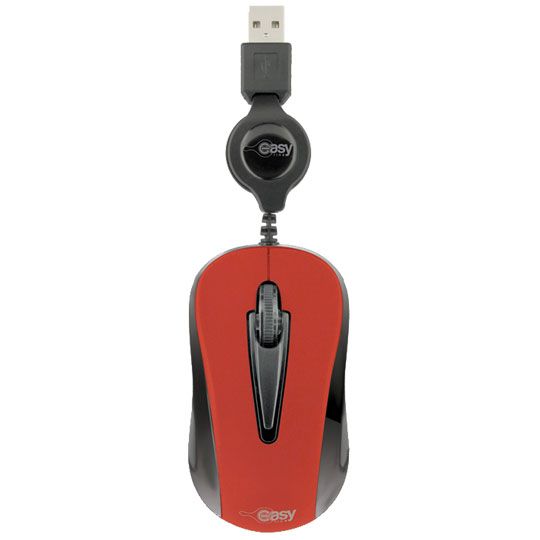 Mouse Mini Óptico Retráctil, Rojo