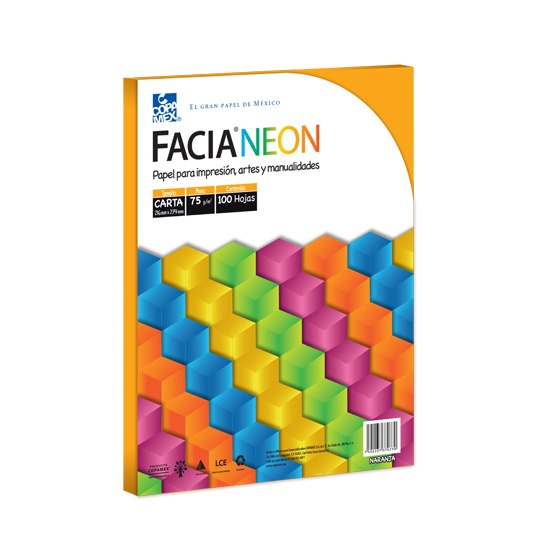 Papel Facia Neon Carta Color Naranja 75Gr