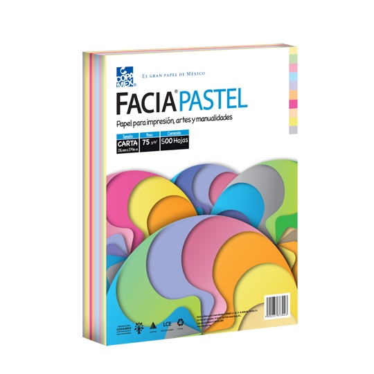 [COP-PAP-HITEC] Papel Facia Pastel Carta Mix De 10 Colores 75Gr, 500 Hojas