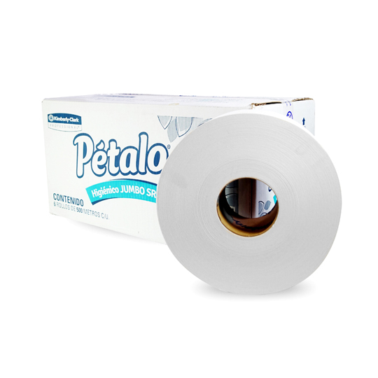 Papel HigiÃ©nico Blanco Petalo, Caja Con 6 Bobinas 500M Jumbo Mod 90552