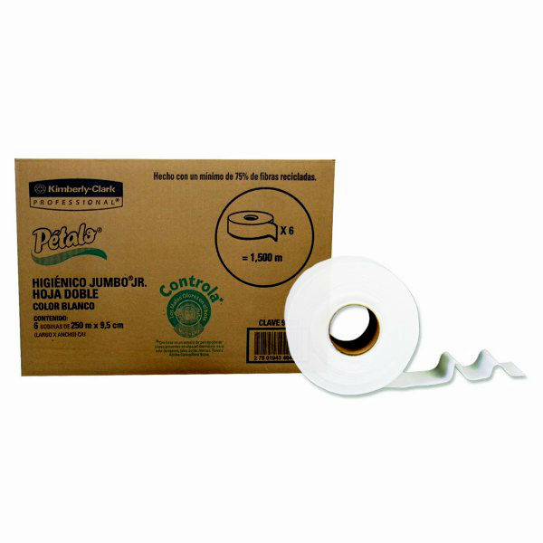 Papel HigiÃ©nico Blanco Petalo, Caja Con 6 Bobinas 250M Jumbo Mod 90553