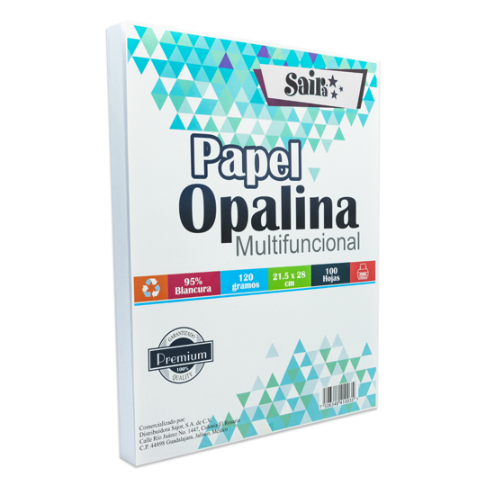 [SAJ-PAP-OPALINA] Papel Opalina Blanca Carta Blancura 95% 120Gr, Sajor, 100 Hojas