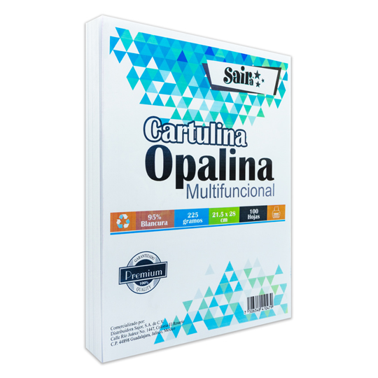Papel Opalina Blanca Carta Blancura 95%, 2225Gr, Sajor