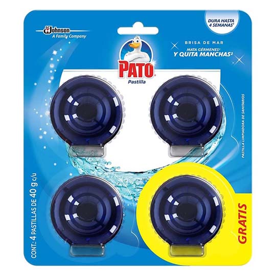 Pato Pastilla Limpiadora Azul 40 Gm Blíster De 4