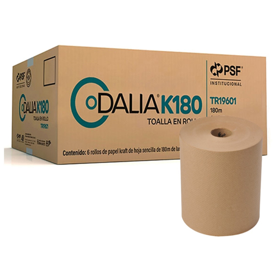 Toalla Dalia En Rollo Natural Dalia 180M, Caja Con 6 Bobinas