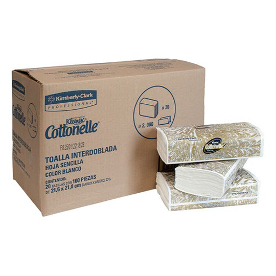 [LKC-TOAI-92230] Toalla Interdoblada Cottonelle, Caja Con 20 Paquetes De 100 Hojas
