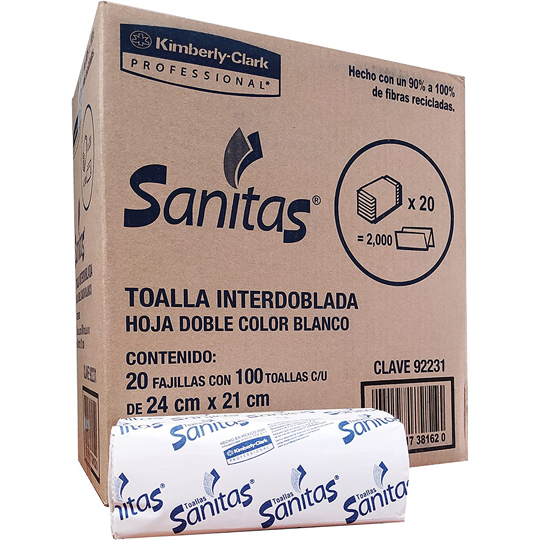 Toalla Interdoblada Sanitas Con 100 Hjs,