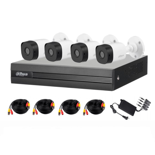 Kit De 4 Canales Dahua 2 Megapixeles Modelo Kitxvr1B04-I+4B1A21