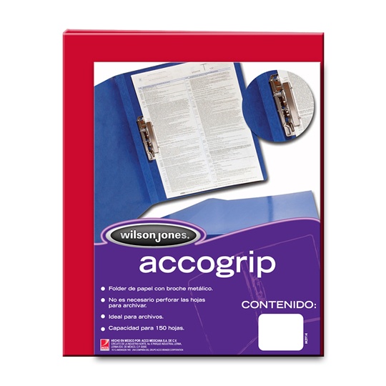 Folder Accogrip Carta Acco Color Rojo Con Palanca
