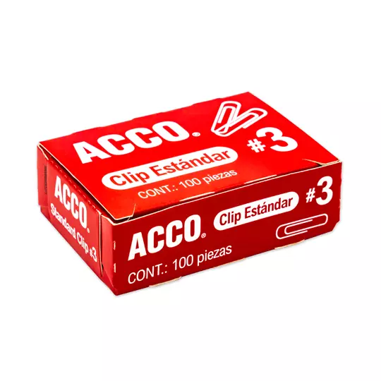 Clip Estándar No. 3 Acco Capacidad Hasta 15 Hojas