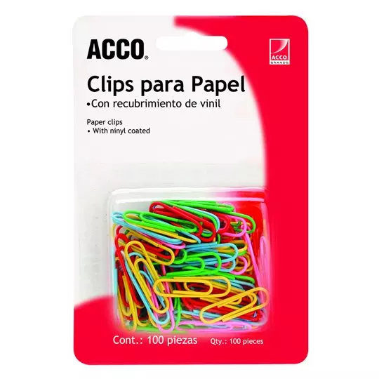Clip Estándar De Colores Acco Capacidad de 20 hojas