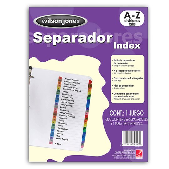 Separador AlfabÃ©tico A-Z Acco TamaÃ±o Carta