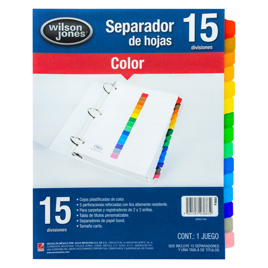 Separador Sin Numeración 15 Divisiones A