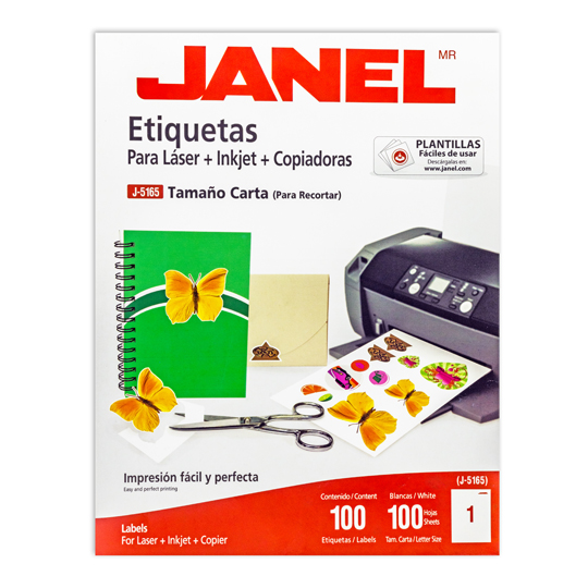 Etiqueta Laser Mod J-5165 Blanca Janel Tamaño Carta Con 100 Etiquetas 