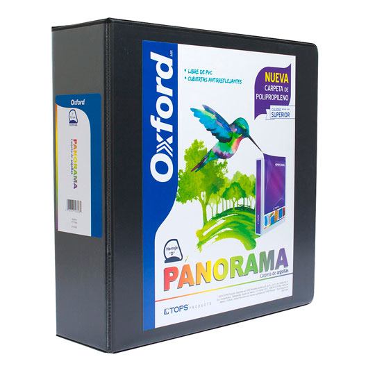 Carpeta Panorámica Oxford Carta Negra De 3" Herraje "D"