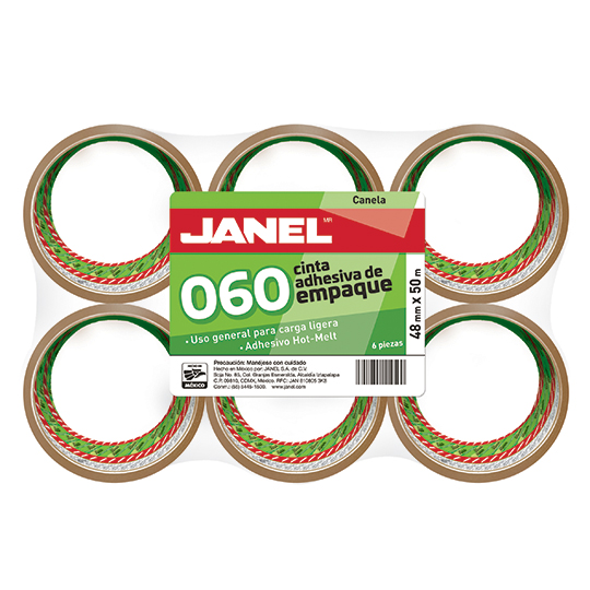 Cinta Empaque Línea 060 Canela Janel 48X50 con 6 piezas