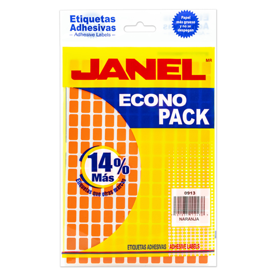 Etiqueta Janel Econopack No.1 Naranja Coon 1440 etiquetas de 9x13mm