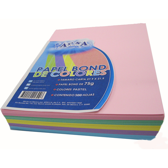 [APS-PAP-058] Hojas TamaÃ±o Carta Apsa Colores Pastel Paquete Con 500 Hojas