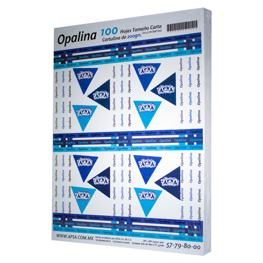 Papel Opalina Blanca 90% Blancura Apsa Tamaño Carta 200 Gramos Paquete Con 100 Hojas