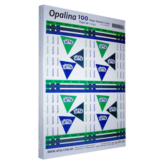[APS-PAP-M401] Papel Opalina Blanca 90% Blancura Apsa TamaÃ±o Carta 120 Gramos Paquete Con 100 Hojas
