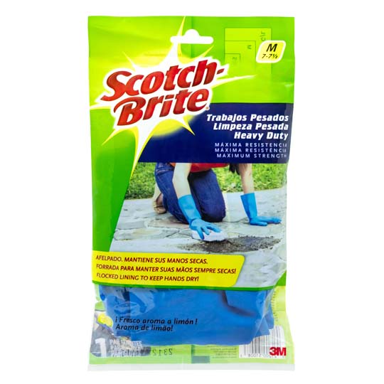 [3M-GUANTE-TMD] Guantes De Latex Azules Afelpados Scotch-Brite 3M TamaÃ±o Mediano