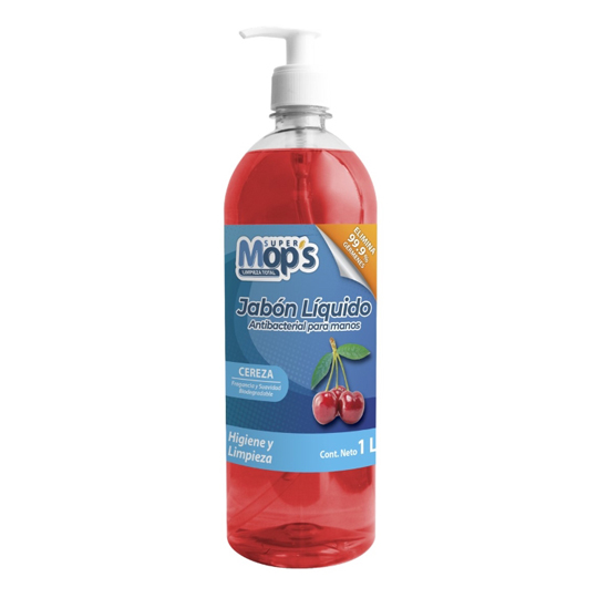 Jabon Para Manos Antibacterial Super Mops Aroma Cereza 1 Lt.