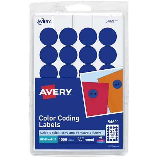 Etiqueta Redonda Removible Azul Avery Tecnología Laser/Inkjet  1.9 Cm Diametro