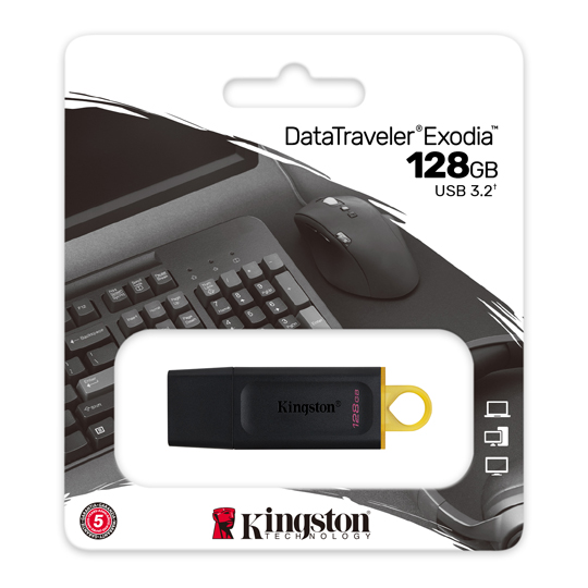 Memoria Usb, 128Gb, 3.2 Gen 1, Negro/Amarillo