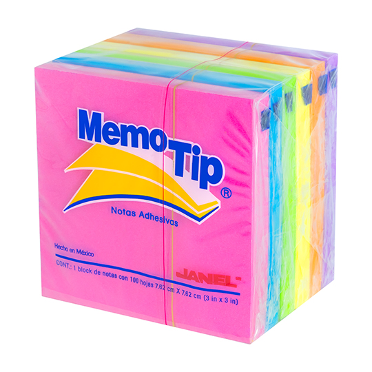 Notas Adhesivas Memo Tip Neon 3X3 Pulg 6 Blocks Con 100 Hojas Cada Uno