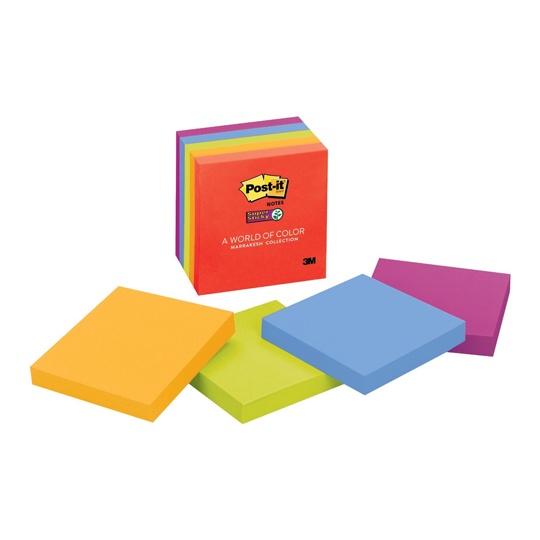 Notas Adhesivas Mod. 654-5Ssan Post-It Marrakesh 3x3 pulgadas, 5 blocks super sticky