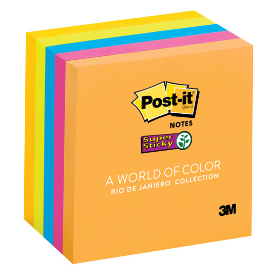 Notas Adhesivas Mod. 654-5Ssuc Post-It Río De Janeiro 3X3 Pulgadas, 5 Blocks Super Sticky