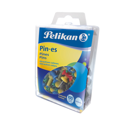 [PEL-PIN-10000] Pines Pelikan Con Cabeza De Plástico Colores surtidos caja con 100 pines