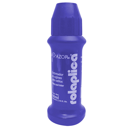Tinta Para Sello Rolaplica Azor Color Azul Sistema Roll-On 60 Ml