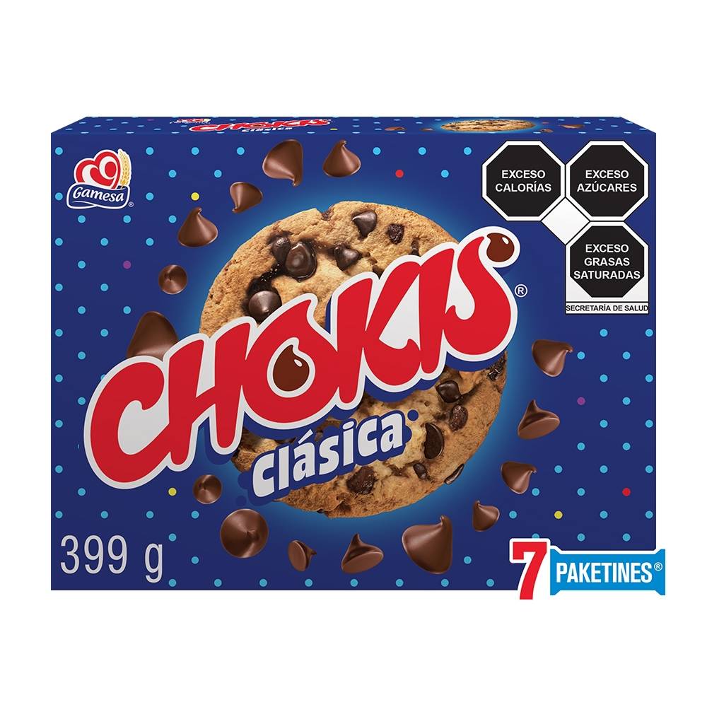 Galletas Gamesa Chokis Clásicas Con Chispas Sabor Chocolate 7 Paketines De 57 G C/U