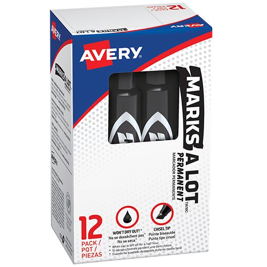 Marcador Estándar Permanente Negro Avery Caja Con 12 Piezas