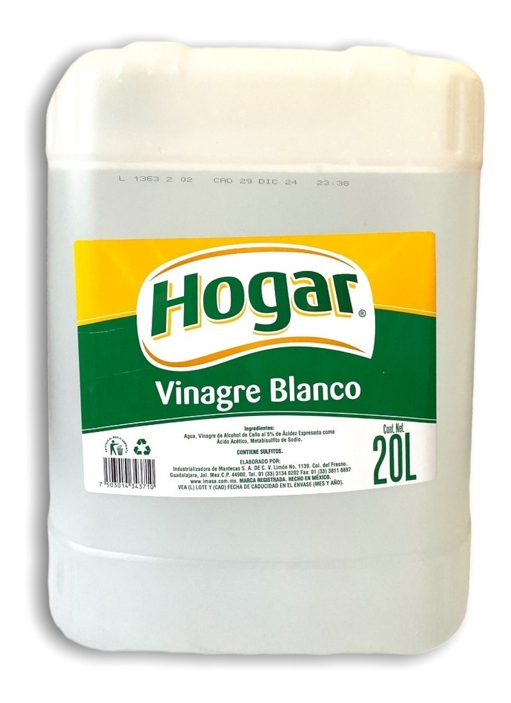 Vinagre Blanco Hogar Bidón 20lts Alcohol De Caña