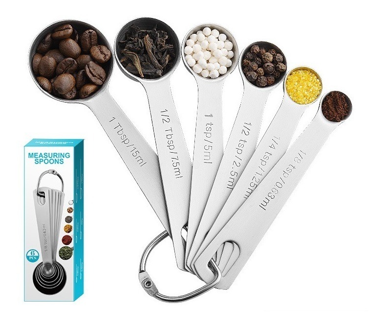 Juego De 6 Cucharas Medidoras De Acero Inoxidable