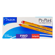 BolÃ­grafo Fino Pin Point 0.7 Mm Color Rojo Cuerpo Amarillo Caja Con 12 Pzas