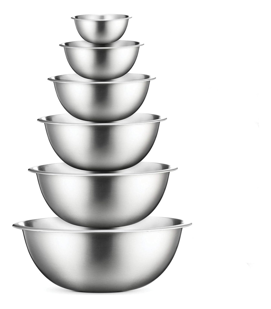 6 Bowls Acero Inoxidable Alta Calidad 18-20-22-24-26-28cm