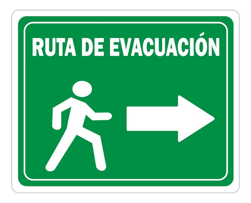 Señalamiento Letrero Ruta De Evacuación Derecha 25X20 Cm