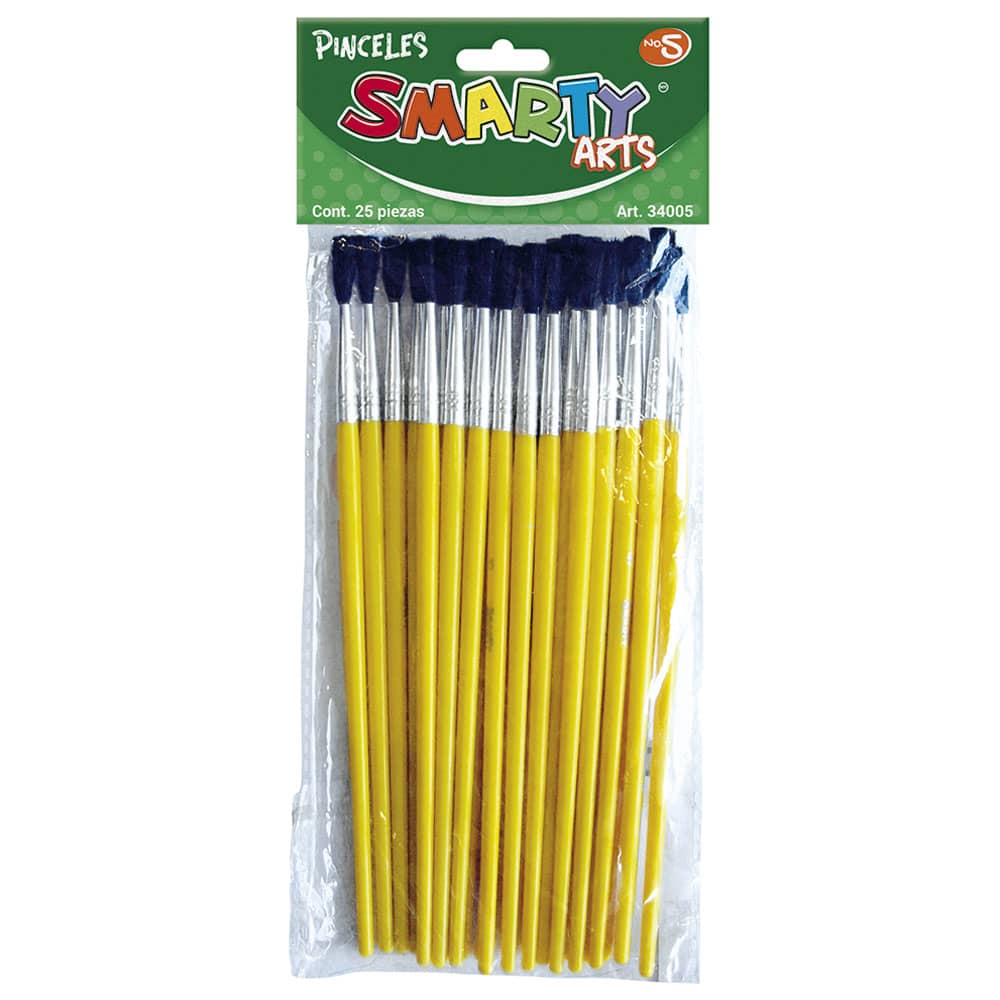 Pincel Escolar De Plástico Número 5 Bolsa Con 25 Piezas