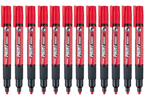 Marcador permanente con tinta indeleble ROJO 12 PZA